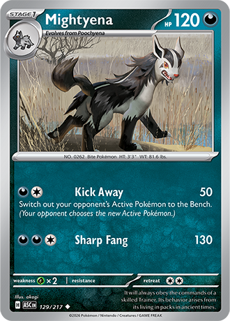 Karta Pokemon 129 217  Mightyena [Ascended Heroes].JPG