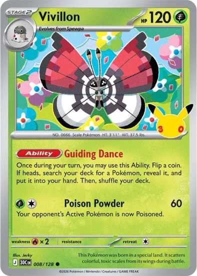 Karta Pokemon 008-128 Vivillon [30th Celebration].JPG