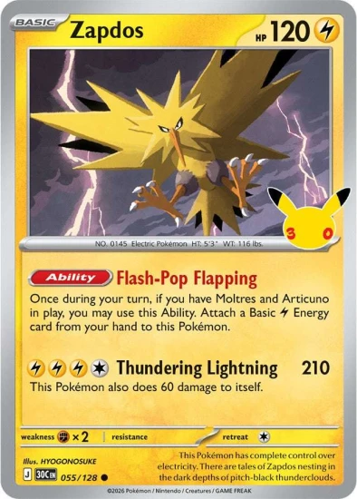 Karta Pokemon 055-128 Zapdos [30th Celebration].JPG