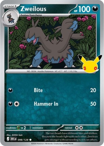 Karta Pokemon 098-128 Zweilous [30th Celebration].JPG