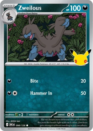 Karta Pokemon 098-128 Zweilous [30th Celebration].JPG