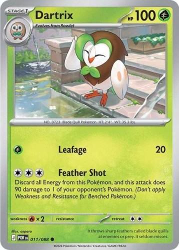 Karta Pokemon 011-088  Dartrix [Perfect Order].JPG